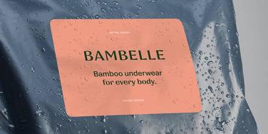 Wet plastic mailer bag with a waterproof rectangular sticker for a lingerie brand