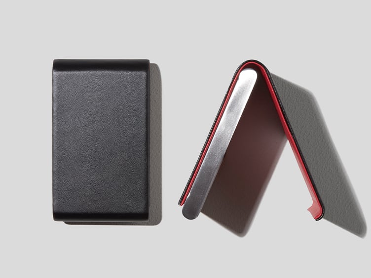 Leather & Brushed Steel Business Card Holders