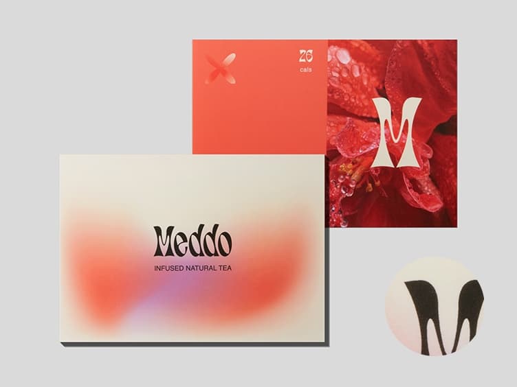 Original postcards showing front and back with "Meddo" brand.