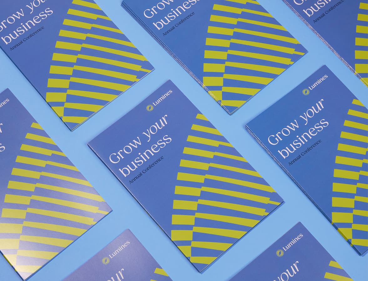 A collection shot of bi-fold brochures.