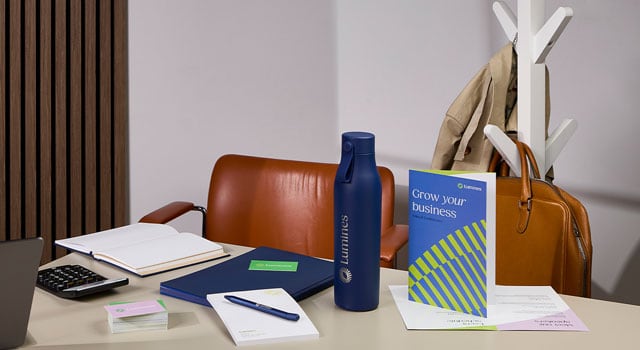 Set of Branded Merchandise on display