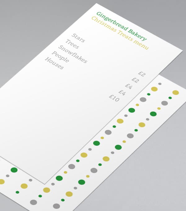 Bauble. Bead. Bauble. Menu Design