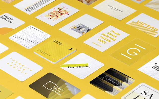 Super Business Cards on display
