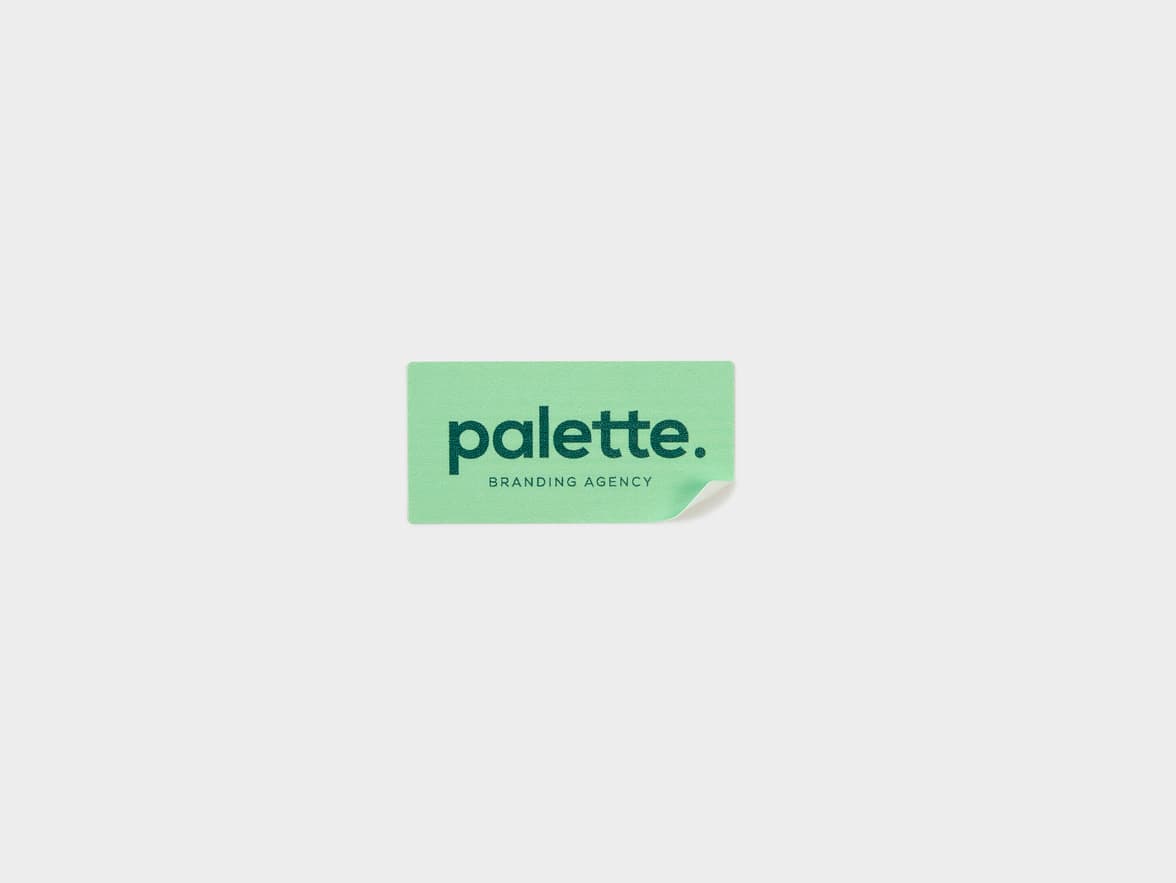 A customized matte paper sticker in size 1x2.