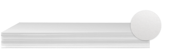 Pile of white pearlescent paper sheets with zoom view of the metallic finish of the pearlescent paper stock