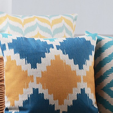 Cotton/Linen Pillow Cover , Geometric Country